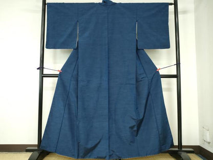 平和屋着物■上質な紬　留紺色　正絹　逸品　DABH0492op