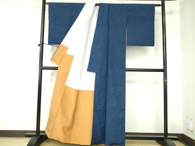 平和屋着物■上質な紬　留紺色　正絹　逸品　DABH0492op