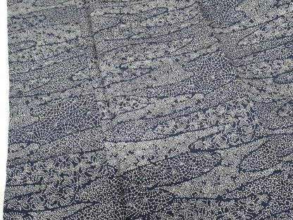 平和屋着物■上質な小紋　紬地　藍　流水花文　正絹　逸品　DABH0494op