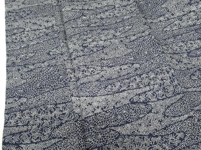 平和屋着物■上質な小紋　紬地　藍　流水花文　正絹　逸品　DABH0494op