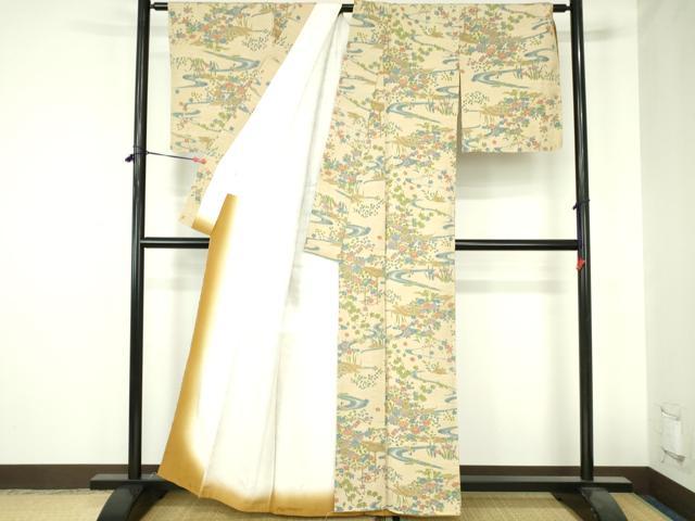 平和屋着物■上質な小紋　流水花文　正絹　逸品　未使用　DABH0496op
