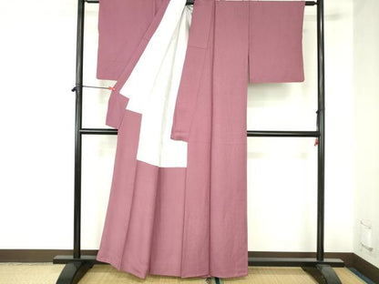 平和屋着物■上質な色無地　霞地紋　京紫色　正絹　逸品　DABH0497op
