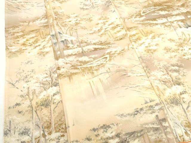 平和屋着物■上質な小紋　手描き　風景樹林文　暈し染め　正絹　逸品　DABH0498op