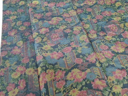 平和屋着物■上質な紬　草花　正絹　逸品　DABH0500op