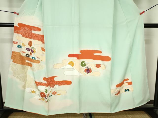 平和屋着物■訪問着　駒刺繍　エ霞花文　暈し染め　金彩　正絹　逸品　DABH0502op