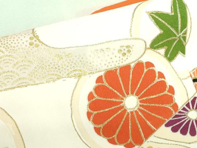 平和屋着物■訪問着　駒刺繍　エ霞花文　暈し染め　金彩　正絹　逸品　DABH0502op