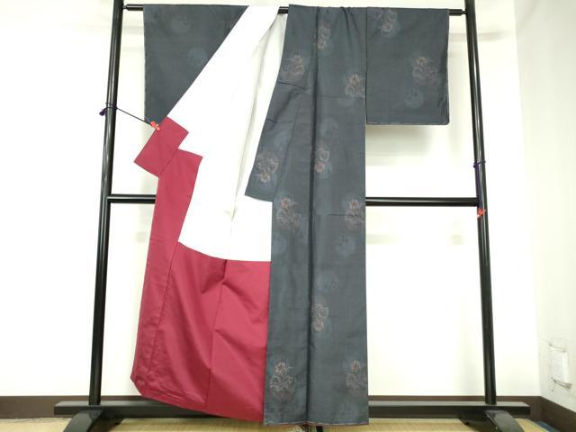 平和屋着物■本場大島紬　9マルキ　草花　正絹　逸品　DABH0503op