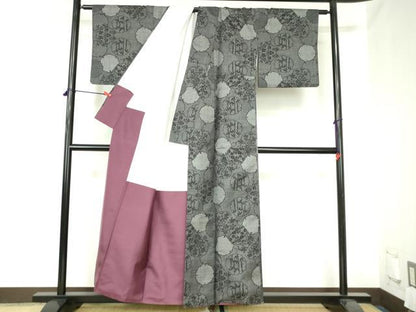 平和屋着物■本場大島紬　7マルキ　雪輪花文　正絹　逸品　DABH0504op