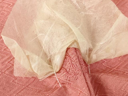 平和屋着物■上質な色無地　松皮菱地紋　甚三紅色　正絹　逸品　DABH0506op