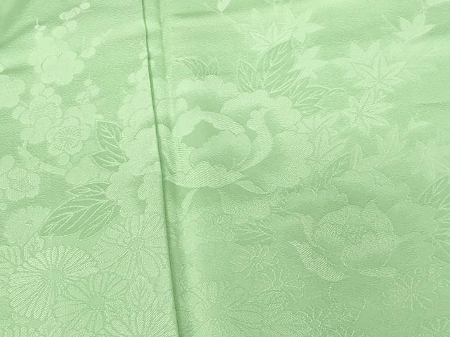 平和屋着物■豪華色留袖　牡丹　流水花地紋　若緑色　正絹　逸品　DABH0508op