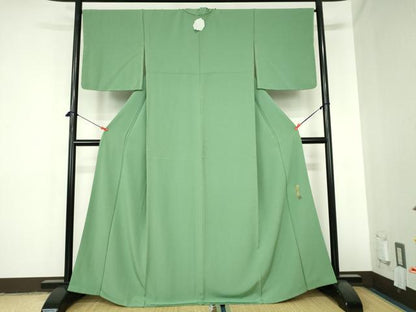 平和屋着物■上質な色無地　作家物　浅緑色　正絹　逸品　DABH0509op
