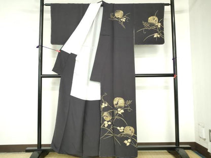 平和屋着物■豪華色留袖　刺繍　動物蔦の葉花文　金銀彩　正絹　逸品　DABH0510op