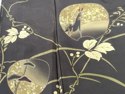 平和屋着物■豪華色留袖　刺繍　動物蔦の葉花文　金銀彩　正絹　逸品　DABH0510op
