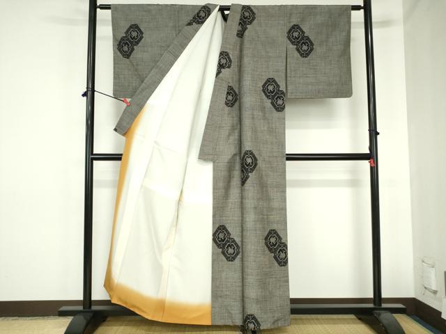 平和屋着物■上質な紬　草木染　風林花山　証紙付き　正絹　逸品　DABH0511op