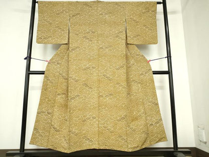 平和屋着物■上質な小紋　紬地　菊青海波　正絹　逸品　DABH0512op