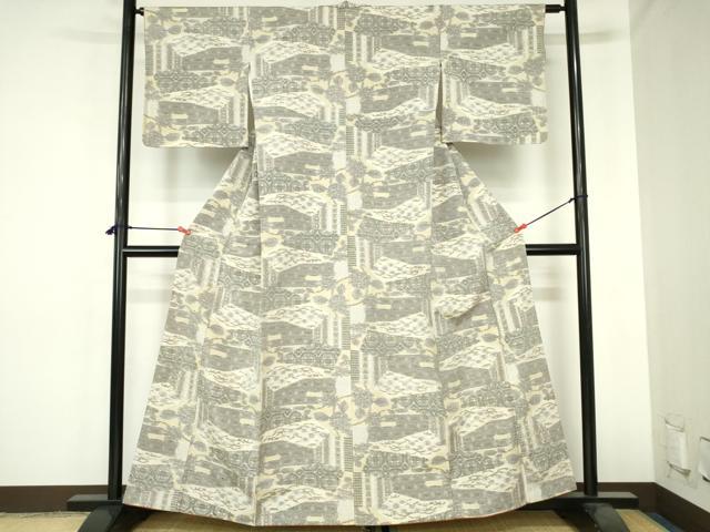 平和屋着物■上質な紬　亀甲花文　正絹　逸品　DABH0514op