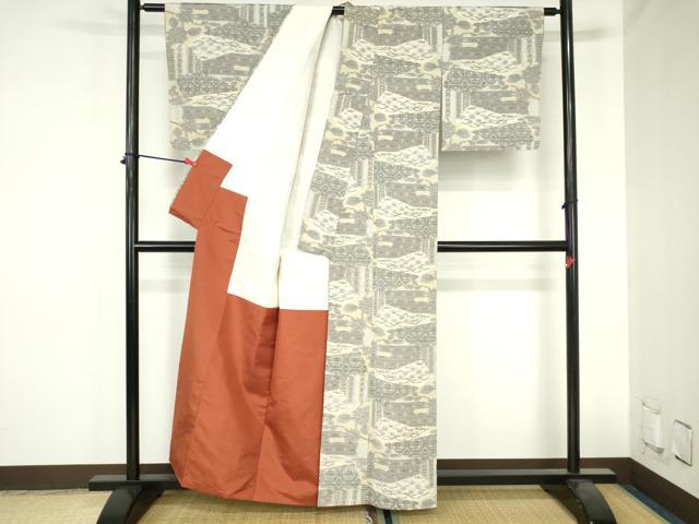 平和屋着物■上質な紬　亀甲花文　正絹　逸品　DABH0514op