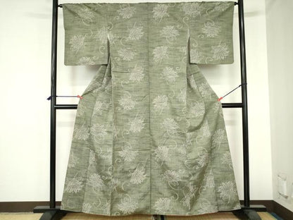 平和屋着物■上質な紬　更紗花唐草文　正絹　逸品　DABH0515op