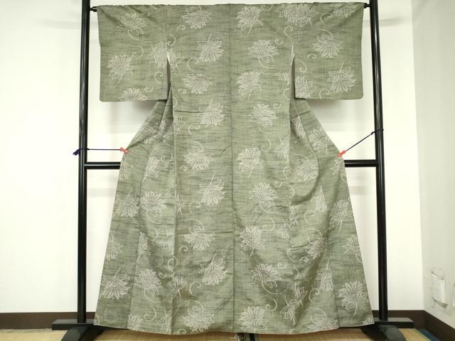 平和屋着物■上質な紬　更紗花唐草文　正絹　逸品　DABH0515op