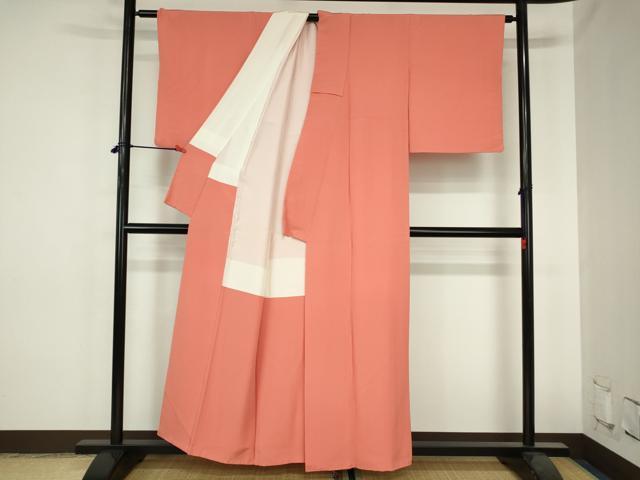 平和屋着物■上質な色無地　浅緋色　正絹　逸品　DABH0518op