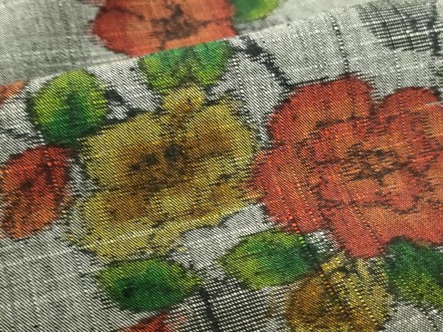 平和屋着物■上質な紬　草花　正絹　逸品　未使用　DABH0519op