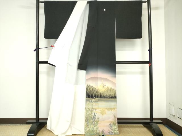 平和屋着物▼豪華黒留袖　泰常　金閣寺　暈し染め　金彩　正絹　逸品　DABH0525op