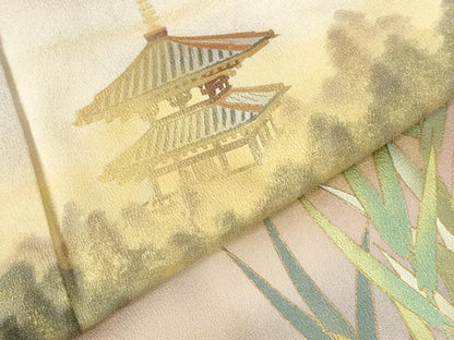 平和屋着物▼豪華黒留袖　泰常　金閣寺　暈し染め　金彩　正絹　逸品　DABH0525op