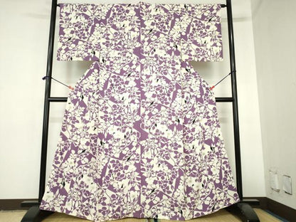 平和屋着物▼上質な小紋　草花　正絹　逸品　DABH0531op