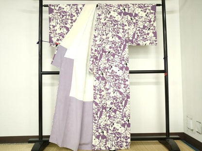平和屋着物▼上質な小紋　草花　正絹　逸品　DABH0531op