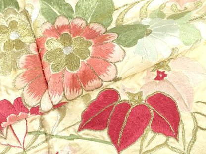平和屋着物▼豪華振袖　総刺繍　流水菊文　金糸　正絹　逸品　DABH0532op