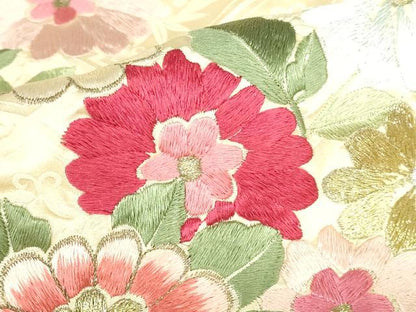 平和屋着物▼豪華振袖　総刺繍　流水菊文　金糸　正絹　逸品　DABH0532op