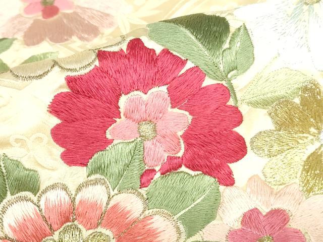 平和屋着物▼豪華振袖　総刺繍　流水菊文　金糸　正絹　逸品　DABH0532op
