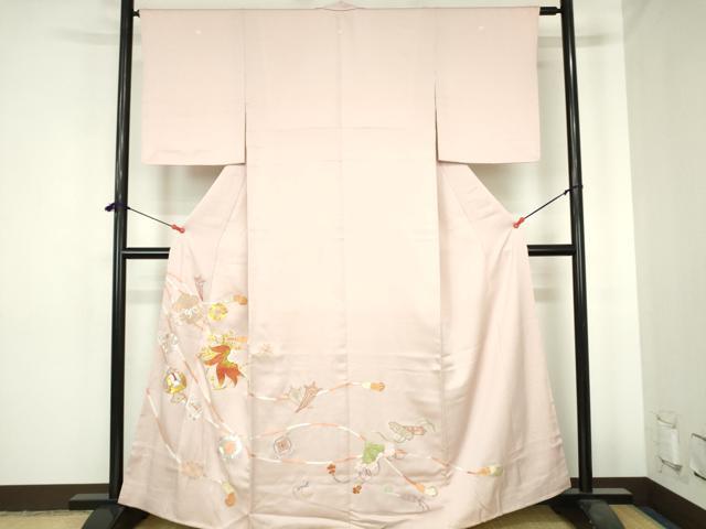 平和屋着物▼豪華色留袖　駒刺繍　総刺繍　宝尽くし器物花文　金糸　正絹　逸品　DABH0536op