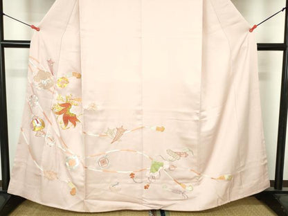 平和屋着物▼豪華色留袖　駒刺繍　総刺繍　宝尽くし器物花文　金糸　正絹　逸品　DABH0536op