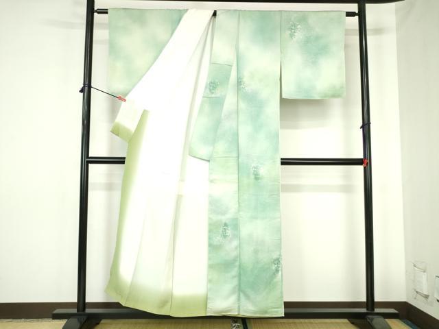 平和屋着物▼上質な小紋　抽象文様　暈し染め　正絹　逸品　未使用　DABH0538op