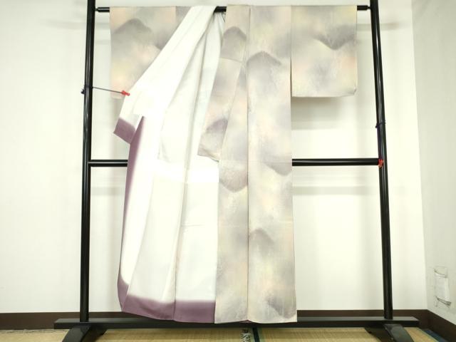 平和屋着物●上質な小紋　地紋起こし　樹林文　暈し染め　正絹　逸品　DABH0540op