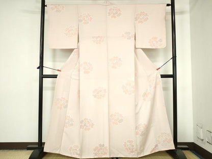 平和屋着物●上質な小紋　地紋起こし　牡丹　正絹　逸品　未使用　DABH0541op