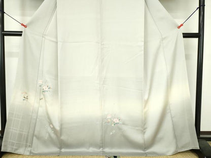 平和屋着物●訪問着　総刺繍　草花　暈し染め　ロング丈　正絹　逸品　DABH0547op