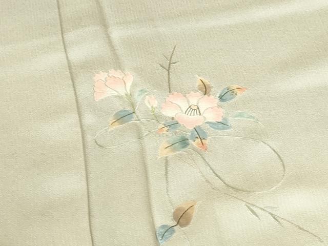 平和屋着物●訪問着　総刺繍　草花　暈し染め　ロング丈　正絹　逸品　DABH0547op