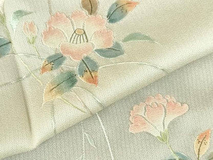 平和屋着物●訪問着　総刺繍　草花　暈し染め　ロング丈　正絹　逸品　DABH0547op