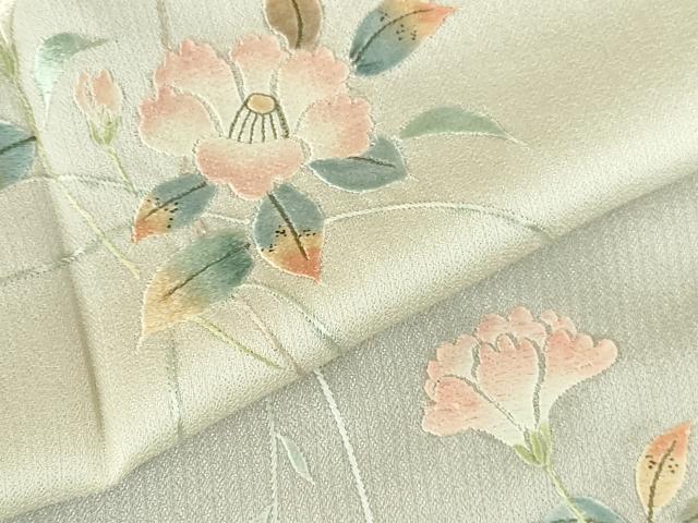 平和屋着物●訪問着　総刺繍　草花　暈し染め　ロング丈　正絹　逸品　DABH0547op