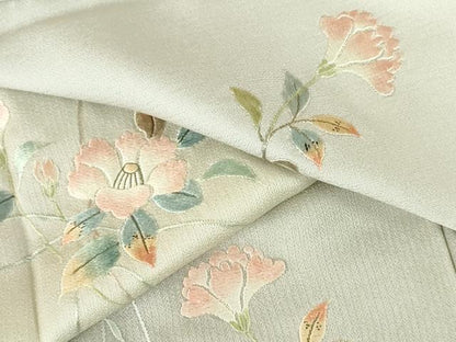 平和屋着物●訪問着　総刺繍　草花　暈し染め　ロング丈　正絹　逸品　DABH0547op