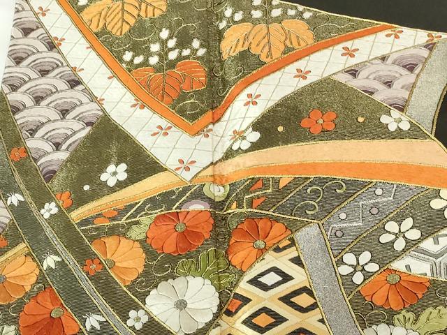 平和屋着物▼豪華黒留袖　総刺繍　花熨斗文　金糸　正絹　逸品　DABH0549op