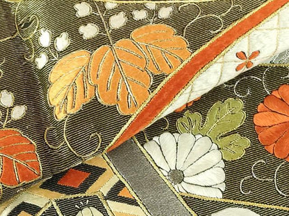 平和屋着物▼豪華黒留袖　総刺繍　花熨斗文　金糸　正絹　逸品　DABH0549op