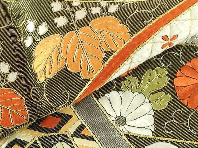 平和屋着物▼豪華黒留袖　総刺繍　花熨斗文　金糸　正絹　逸品　DABH0549op