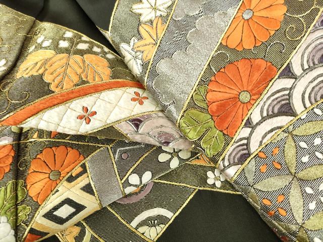 平和屋着物▼豪華黒留袖　総刺繍　花熨斗文　金糸　正絹　逸品　DABH0549op
