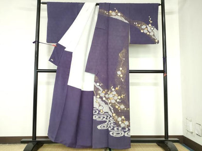 平和屋着物▼訪問着　駒刺繍　絞り　枝梅　流水文　金彩　三越扱い　正絹　逸品　DABH0551op