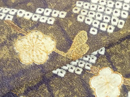 平和屋着物▼訪問着　駒刺繍　絞り　枝梅　流水文　金彩　三越扱い　正絹　逸品　DABH0551op