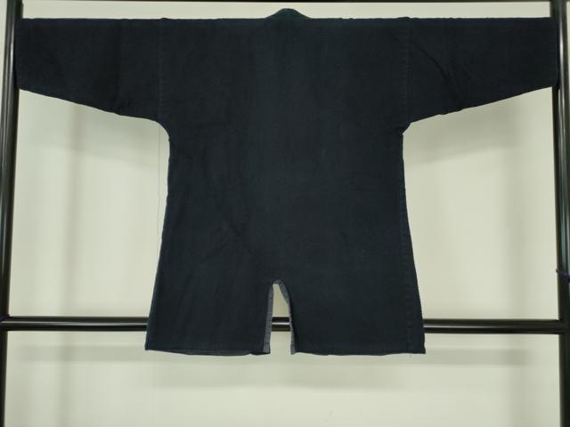 平和屋着物▼男性　アンティーク　大正ロマン　火消し半纏　刺し子織　昭和レトロ　消防団　年代物　綿　逸品　DABH0555op