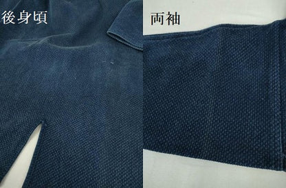 平和屋着物▼男性　アンティーク　大正ロマン　火消し半纏　刺し子織　昭和レトロ　消防団　年代物　綿　逸品　DABH0556op